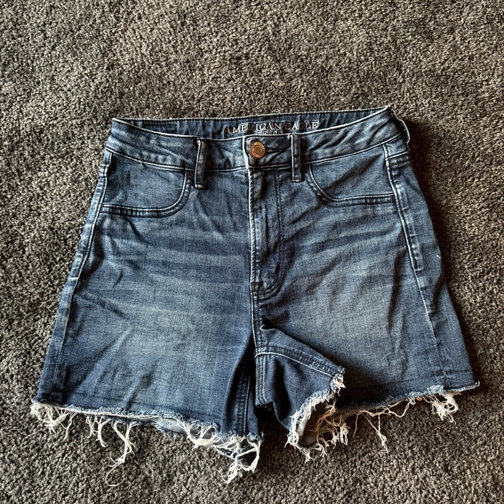 American Eagle Outfitters Women's Distressed Blue Jean Shorts